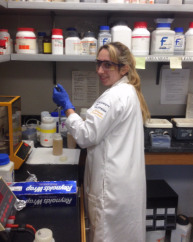 Andrea at work in the lab